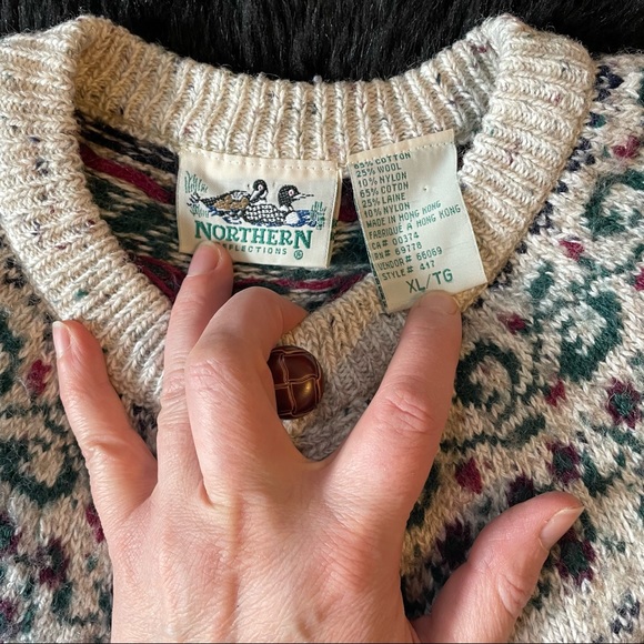 90s Y2K granny chic cottage core Northern Reflections fair isle cardigan Pansy - Picture 10 of 14